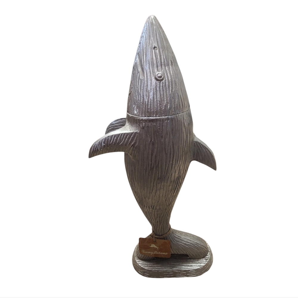 Tommy Bahama Gray Textured Shark Figurine Shaker, Rare, Mussing Shaker Bttle - Picture 1 of 11